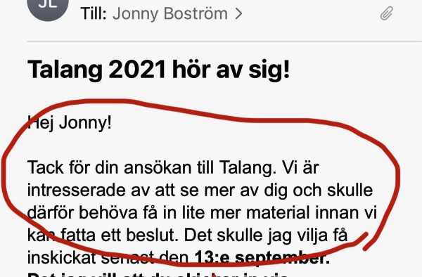 Jonny Boström Talang2021 vill se mer